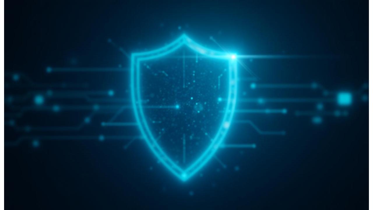 Abstract digital shield representing cybersecurity